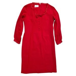 Vintage JONATHAN LOGAN 70s Dress Boho Hippie Cottagecore Red Christmas Prairie